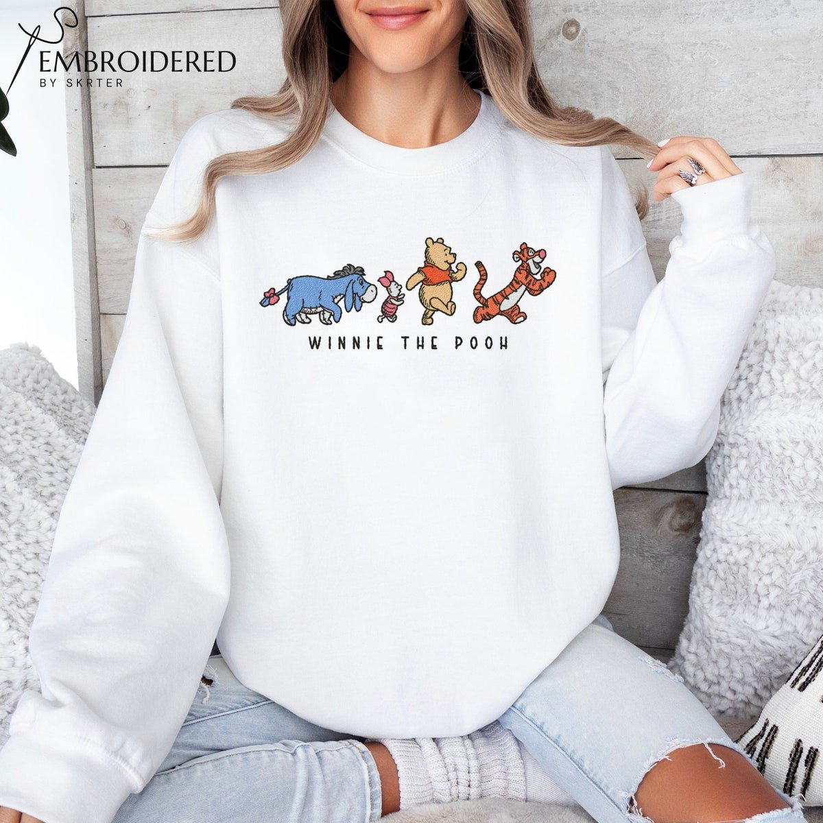 Embroidered Winnie The Pooh Sweatshirt Pooh Tigger Eeyore Piglet