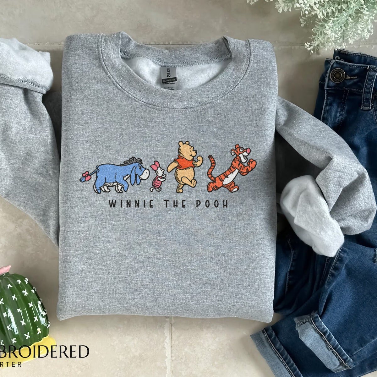Embroidered Winnie The Pooh Sweatshirt Pooh Tigger Eeyore Piglet