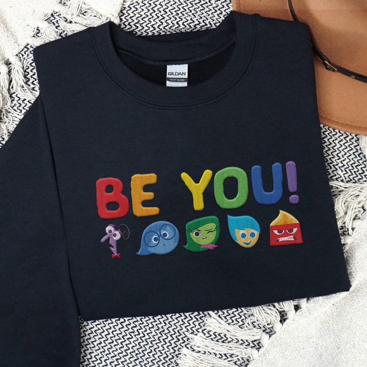 Inside Out Be You Rainbow Sweatshirt Disney Embroidery