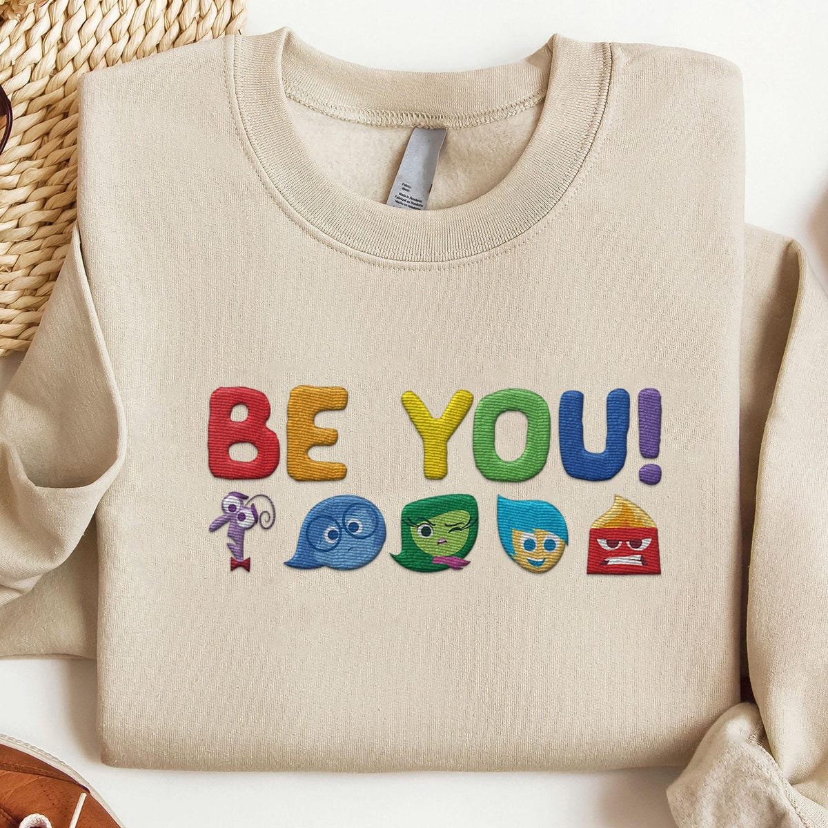 Inside Out Be You Rainbow Sweatshirt Disney Embroidery