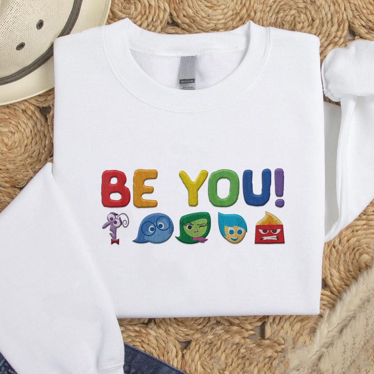Inside Out Be You Rainbow Sweatshirt Disney Embroidery