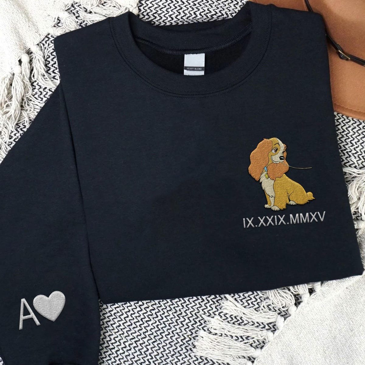 Lady and the Tramp Couple Sweatshirt Embroidery Custom Anniversary Gift