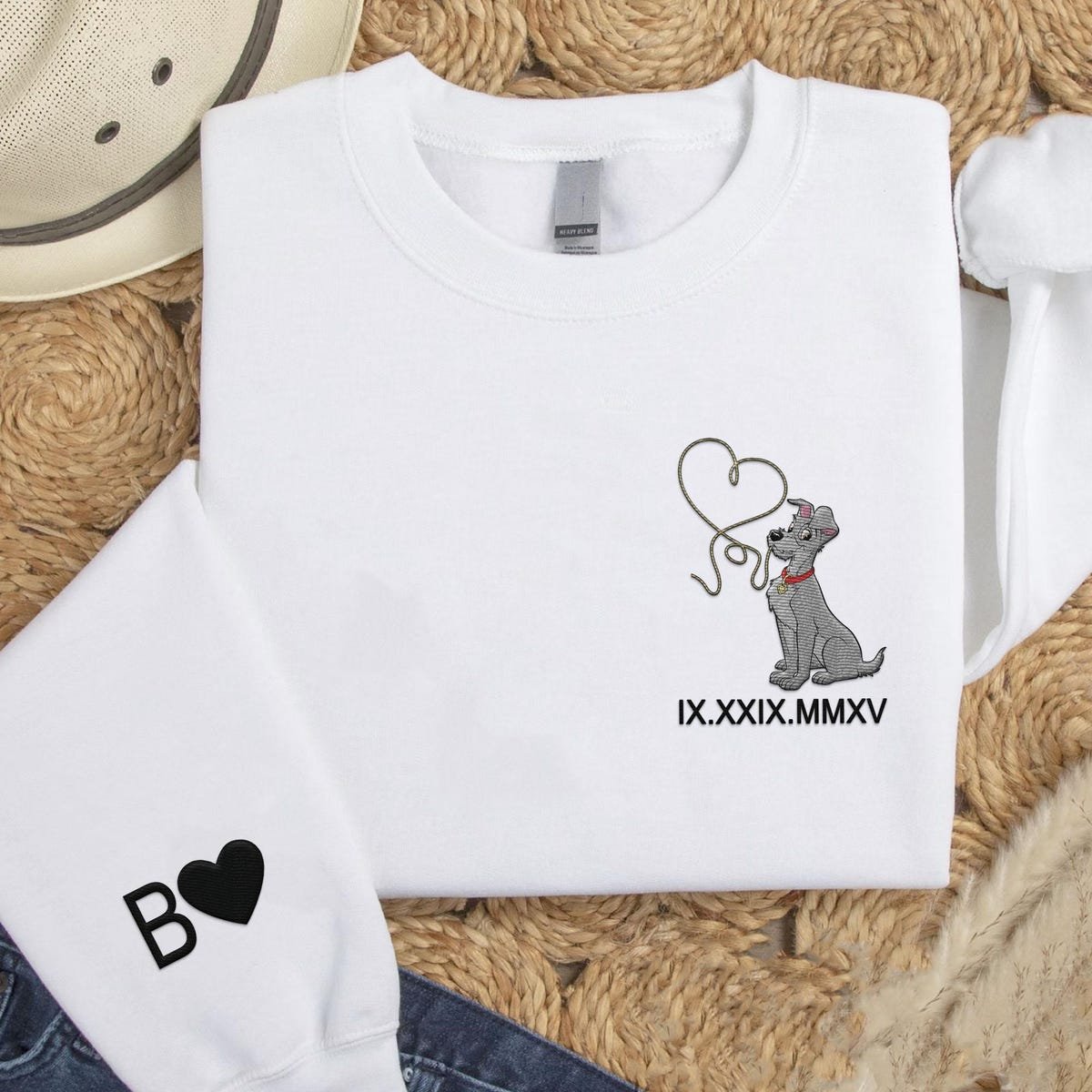 Lady and the Tramp Couple Sweatshirt Embroidery Custom Anniversary Gift