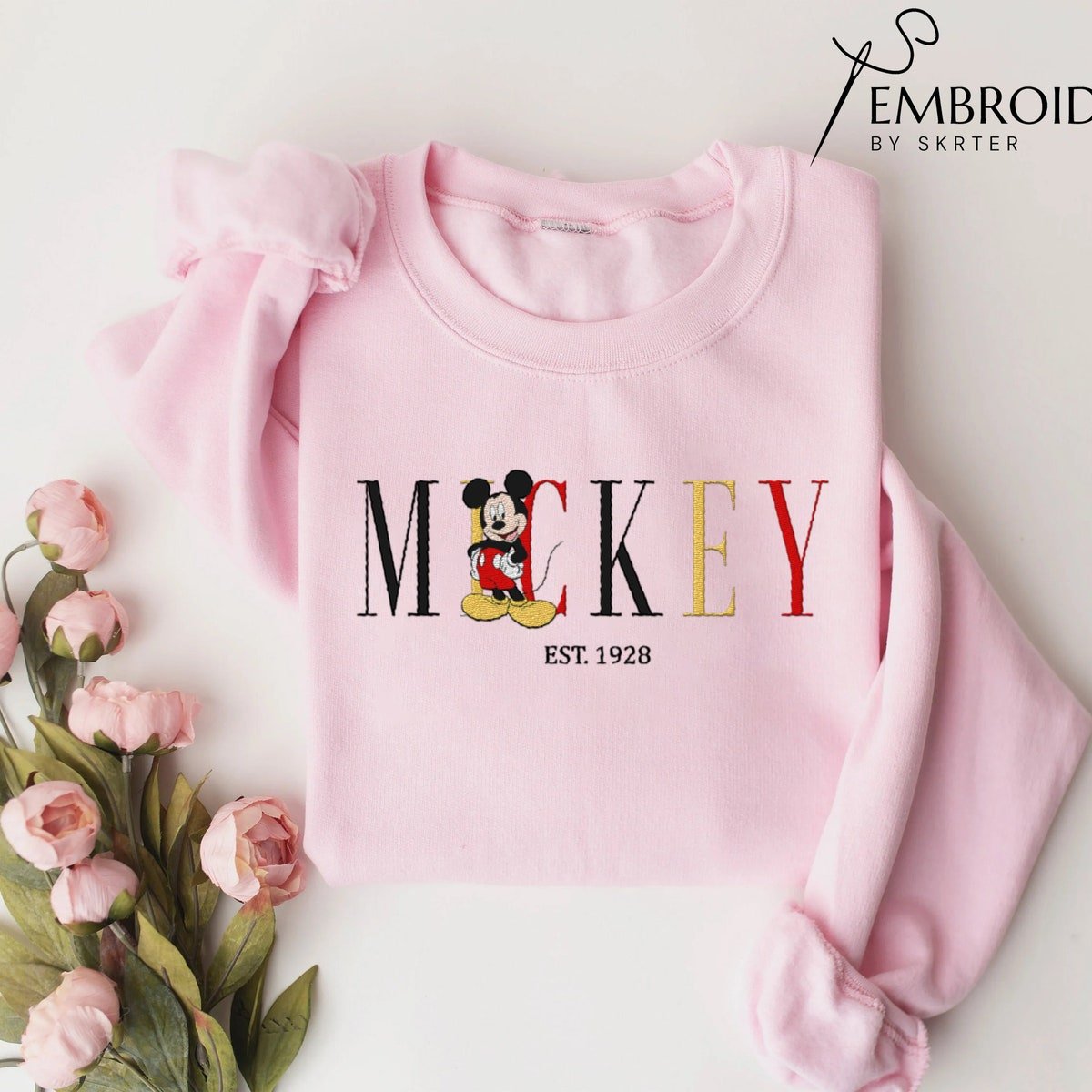 Mickey Mouse Embroidered Sweatshirt Disney Crewneck Gift