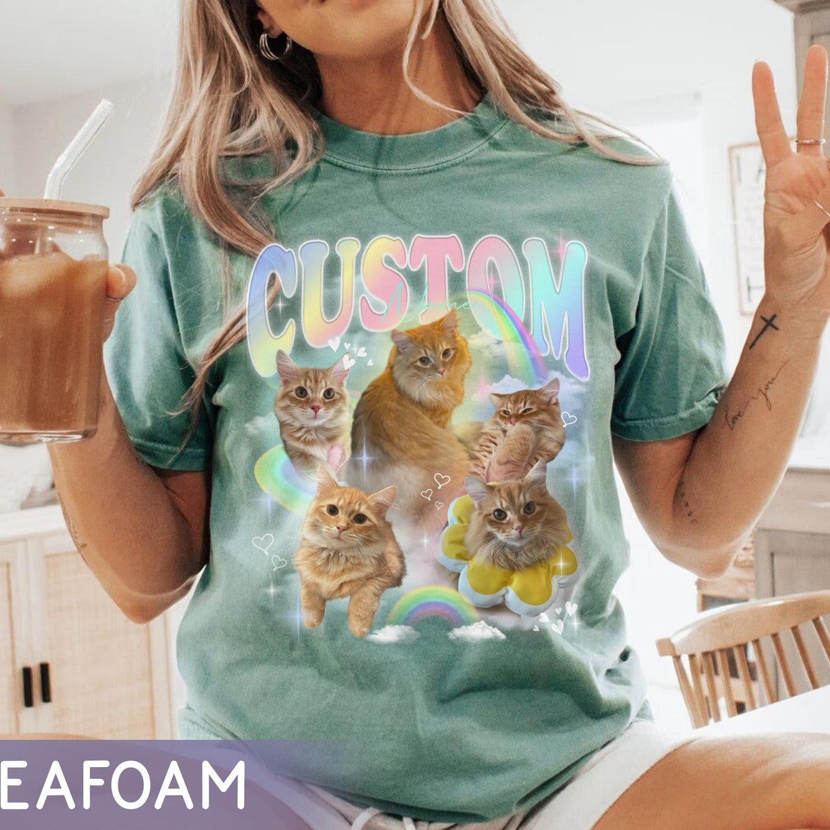 Pet Rainbow Comfort Colors Shirt Customizable Dog Cat Lover Gift