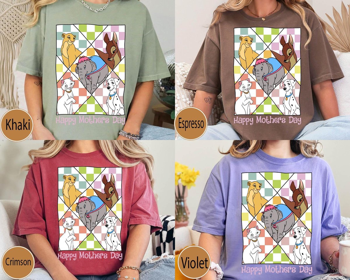 Retro Checkered Disney Mom Shirt Mother's Day Gift Matching Tee
