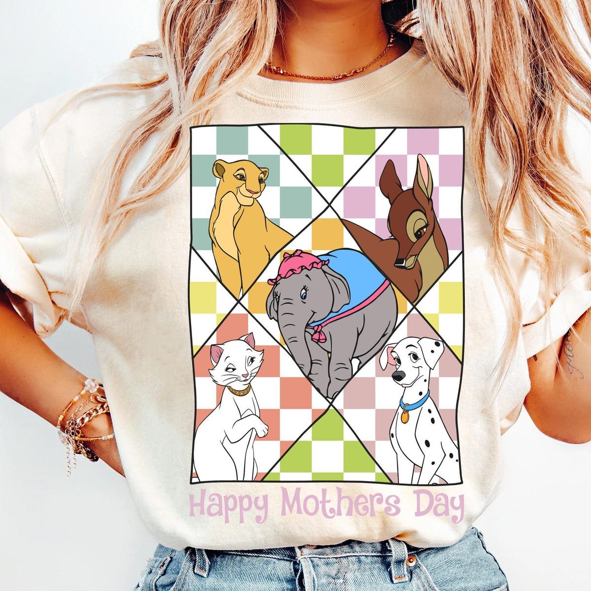 Retro Checkered Disney Mom Shirt Mother's Day Gift Matching Tee