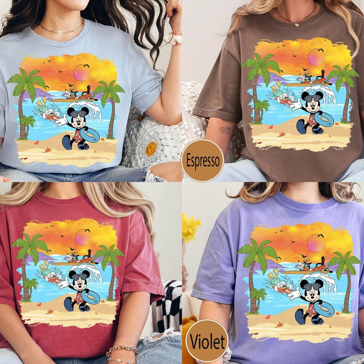 Retro Disney Mickey Mouse Summer Beach Shirt Retro Donald Duck Tee