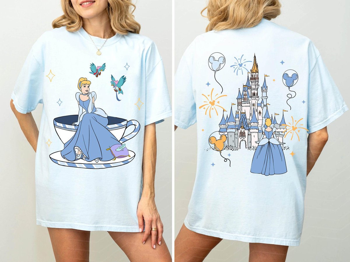 Two Sided Cinderella Mad Tea Cup Shirt Disneyland Matching Gift