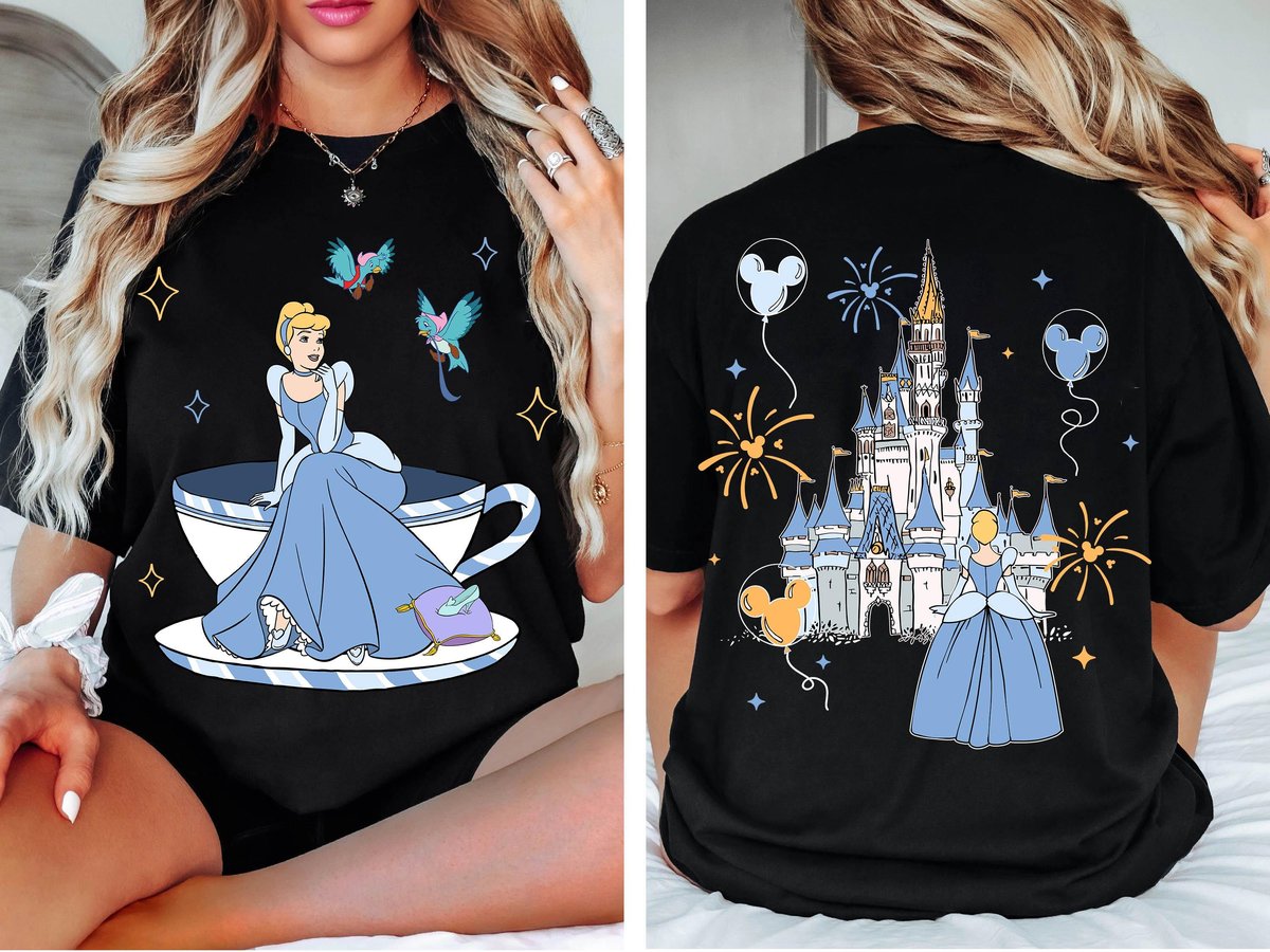 Two Sided Cinderella Mad Tea Cup Shirt Disneyland Matching Gift