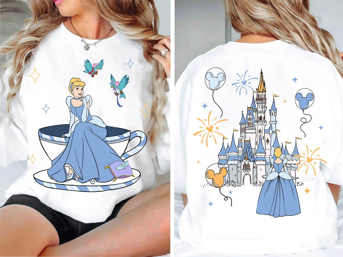 Two Sided Cinderella Mad Tea Cup Shirt Disneyland Matching Gift