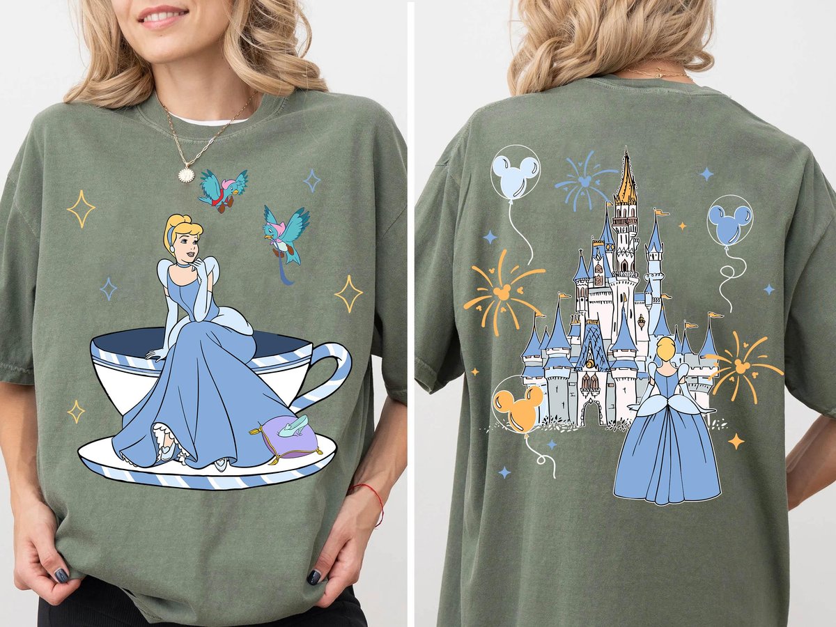 Two Sided Cinderella Mad Tea Cup Shirt Disneyland Matching Gift