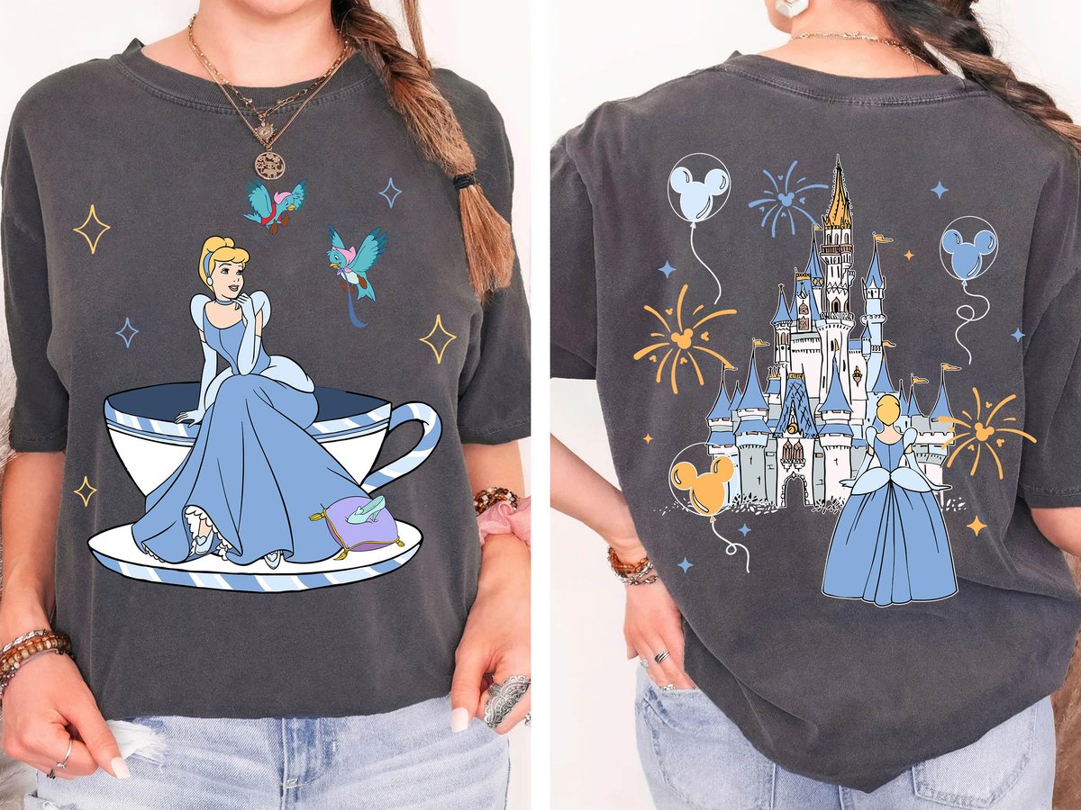 Two Sided Cinderella Mad Tea Cup Shirt Disneyland Matching Gift