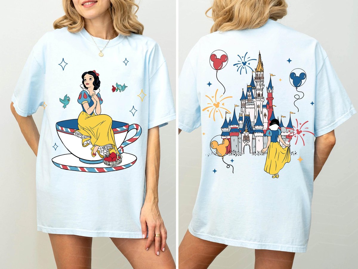 Two Sided Disney Snow White Tee for Princess Tea Party and Disneyland Trips