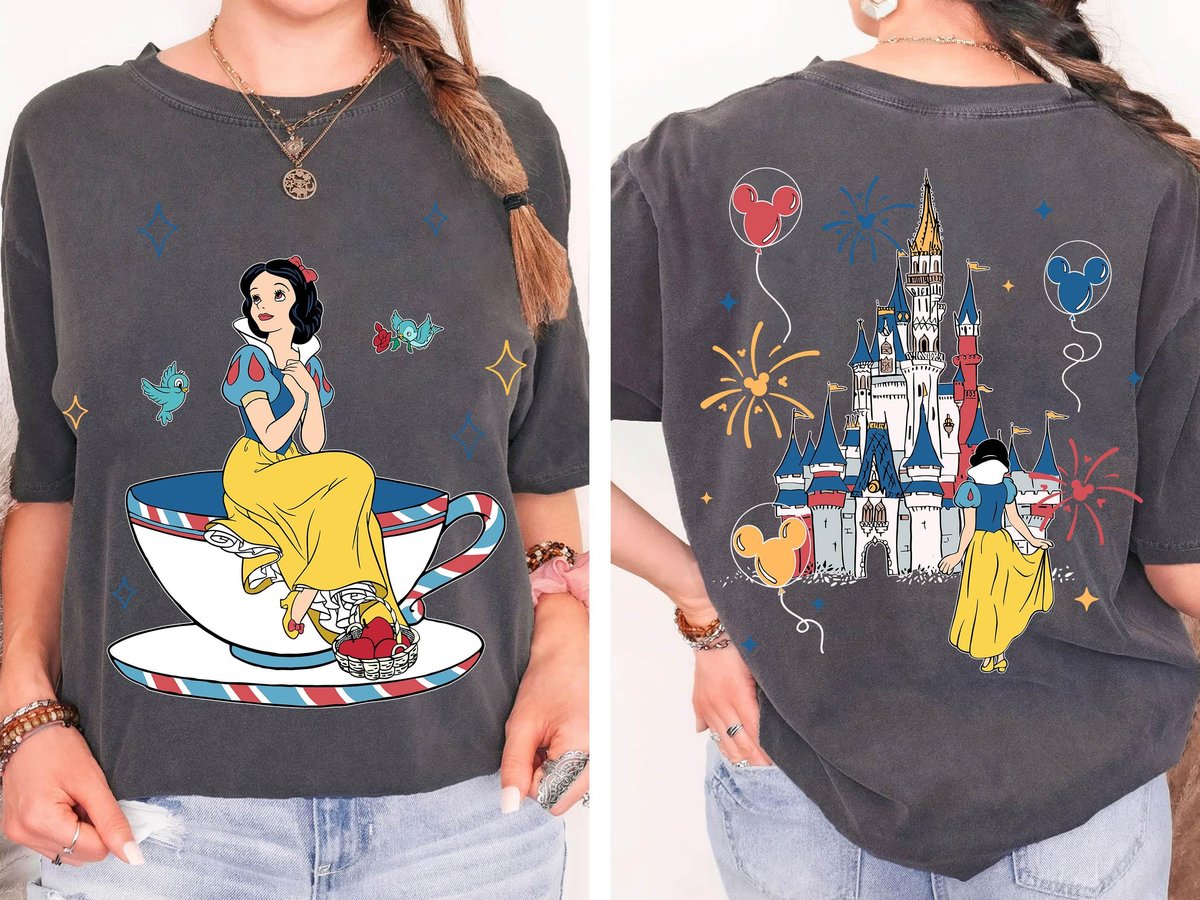 Two Sided Disney Snow White Tee for Princess Tea Party and Disneyland Trips