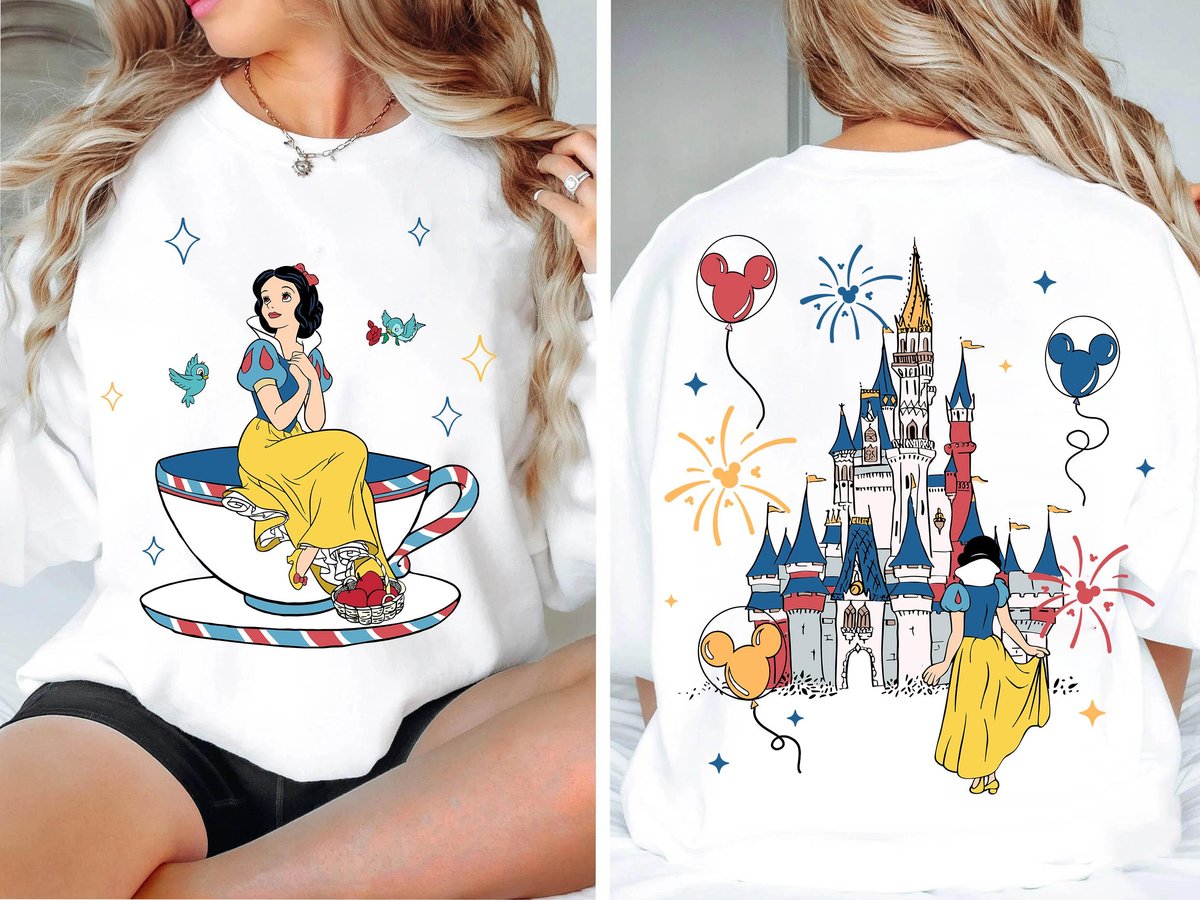 Two Sided Disney Snow White Tee for Princess Tea Party and Disneyland Trips