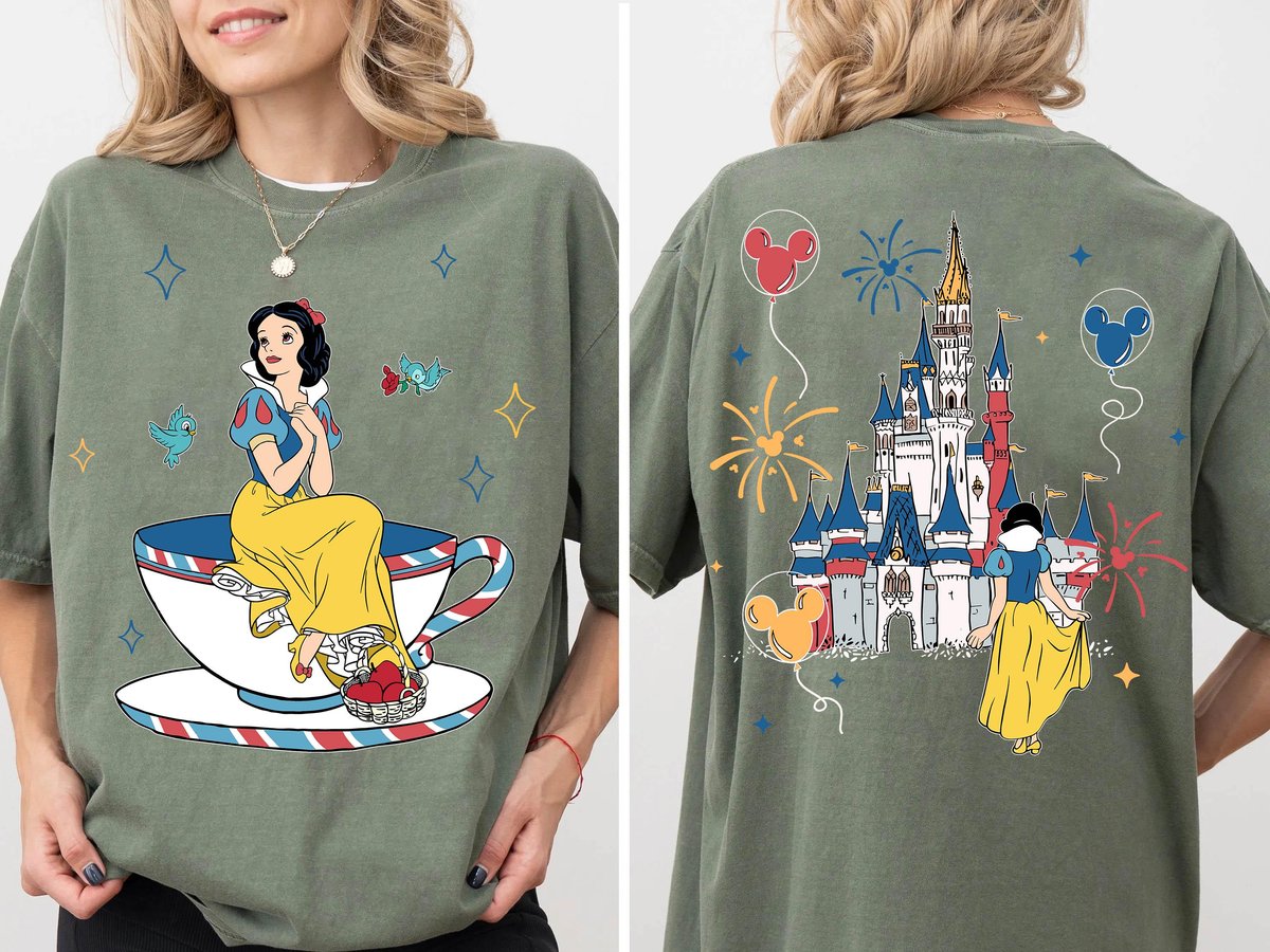 Two Sided Disney Snow White Tee for Princess Tea Party and Disneyland Trips