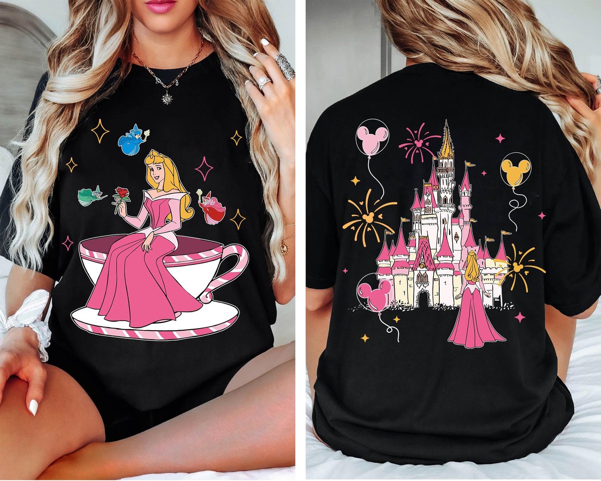 Two Sided Princess Aurora Mad Tea Cup Shirt Disney Sleeping Beauty Tee Gift