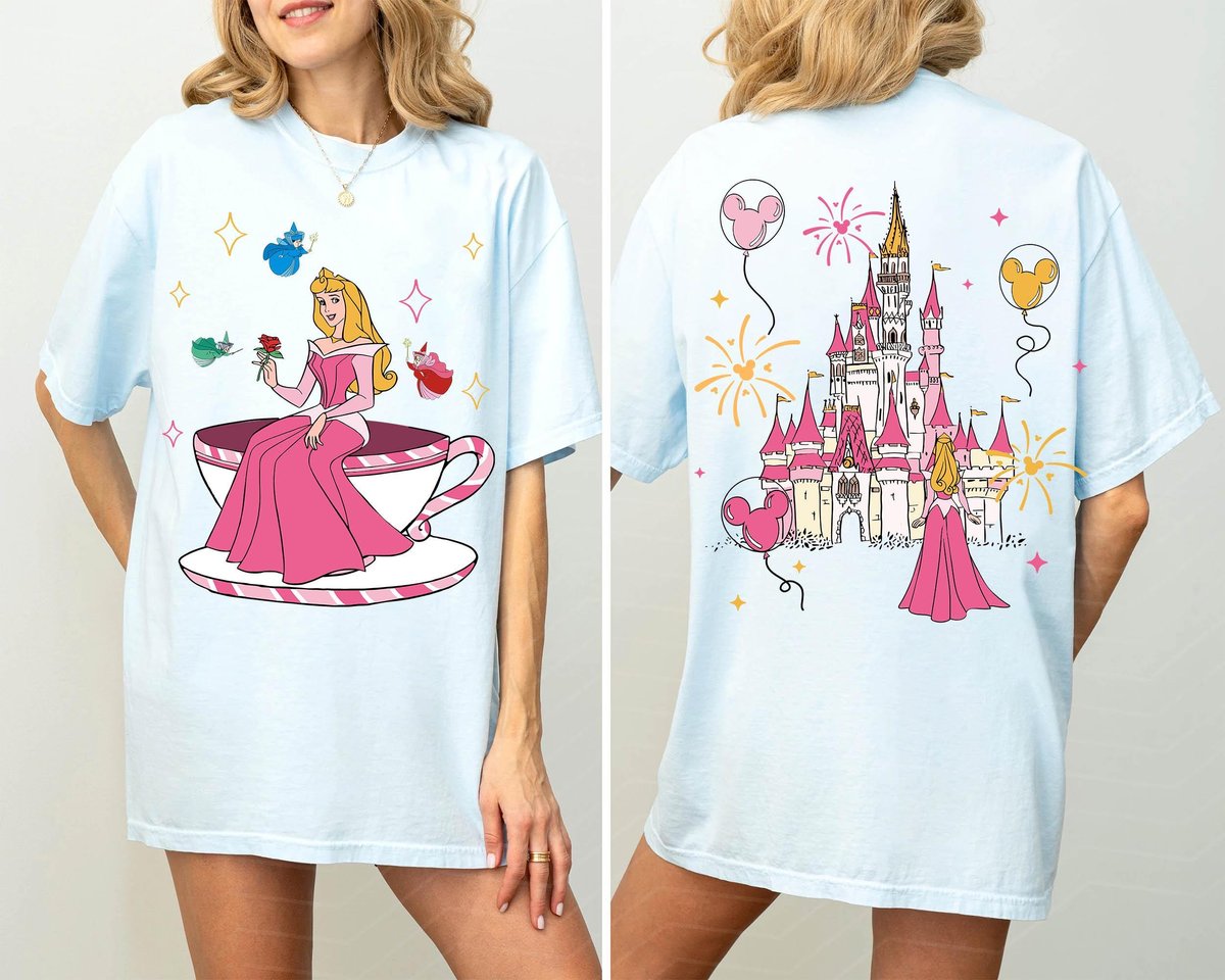 Two Sided Princess Aurora Mad Tea Cup Shirt Disney Sleeping Beauty Tee Gift