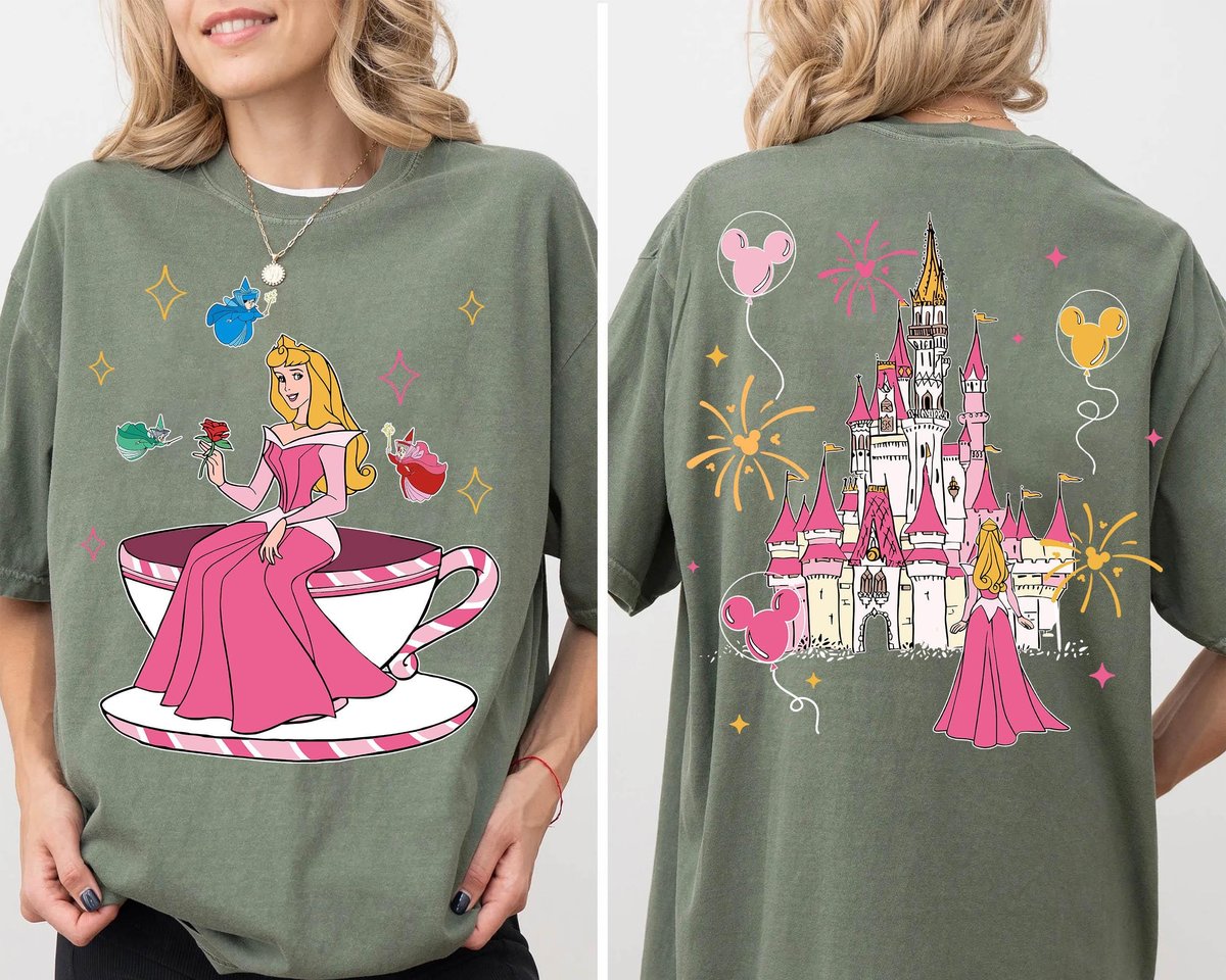 Two Sided Princess Aurora Mad Tea Cup Shirt Disney Sleeping Beauty Tee Gift