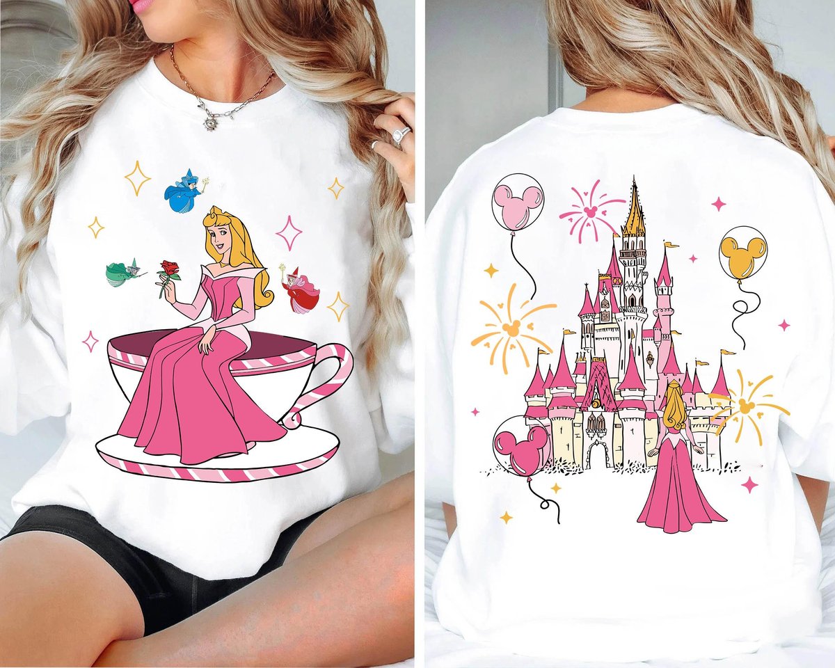 Two Sided Princess Aurora Mad Tea Cup Shirt Disney Sleeping Beauty Tee Gift