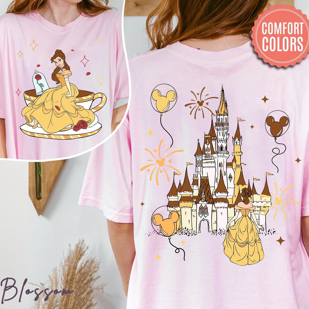 Two Sided Princess Belle Mad Tea Cup Shirt Disneyland Trip Gift