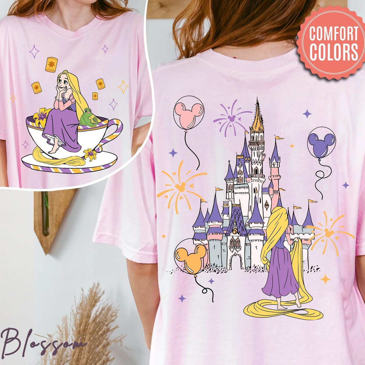 Two Sided Princess Rapunzel Tea Cup Party Shirt Disney Girl Trip Gift