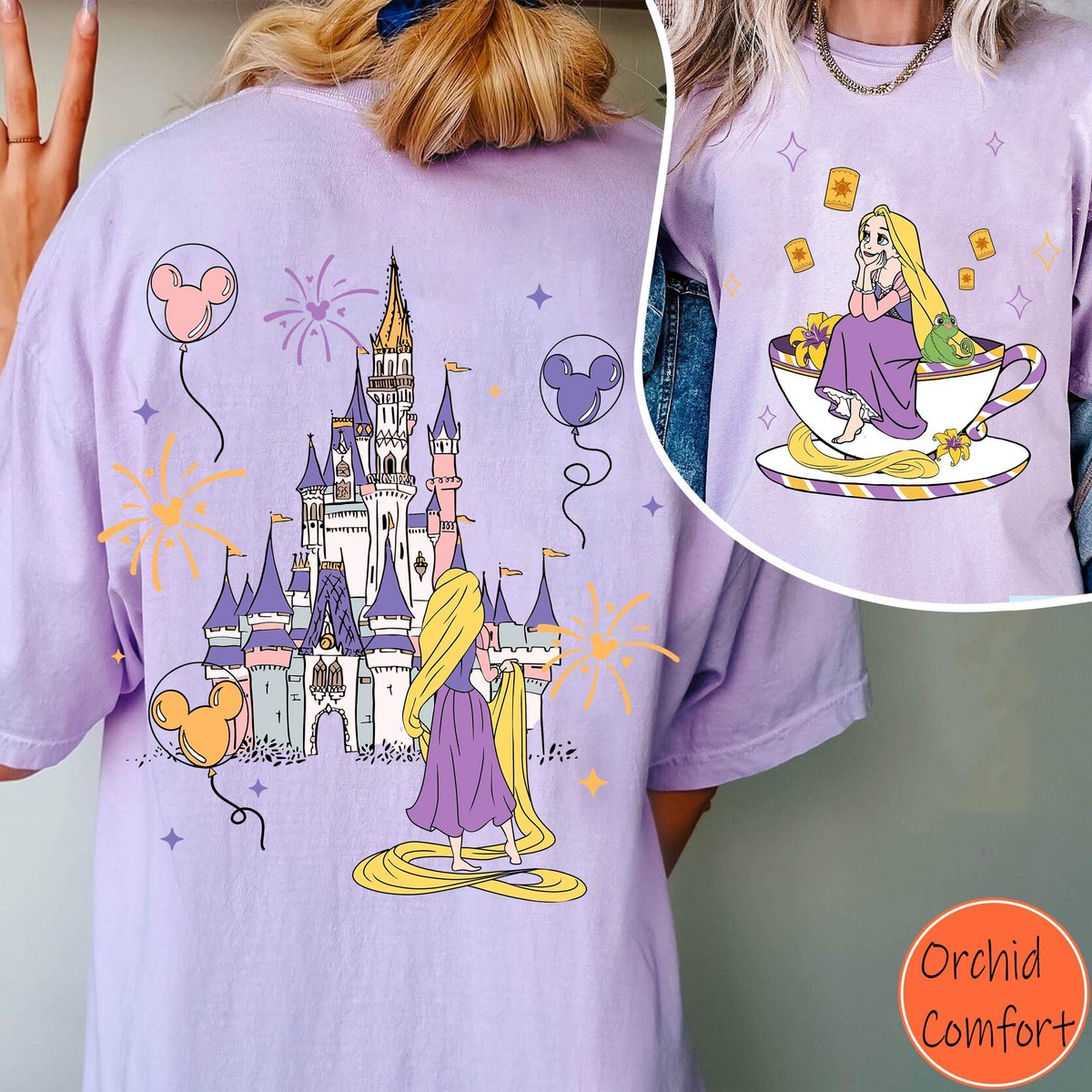 Two Sided Princess Rapunzel Tea Cup Party Shirt Disney Girl Trip Gift