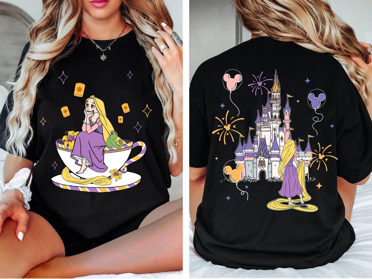 Two Sided Princess Rapunzel Tea Cup Party Shirt Disney Girl Trip Gift