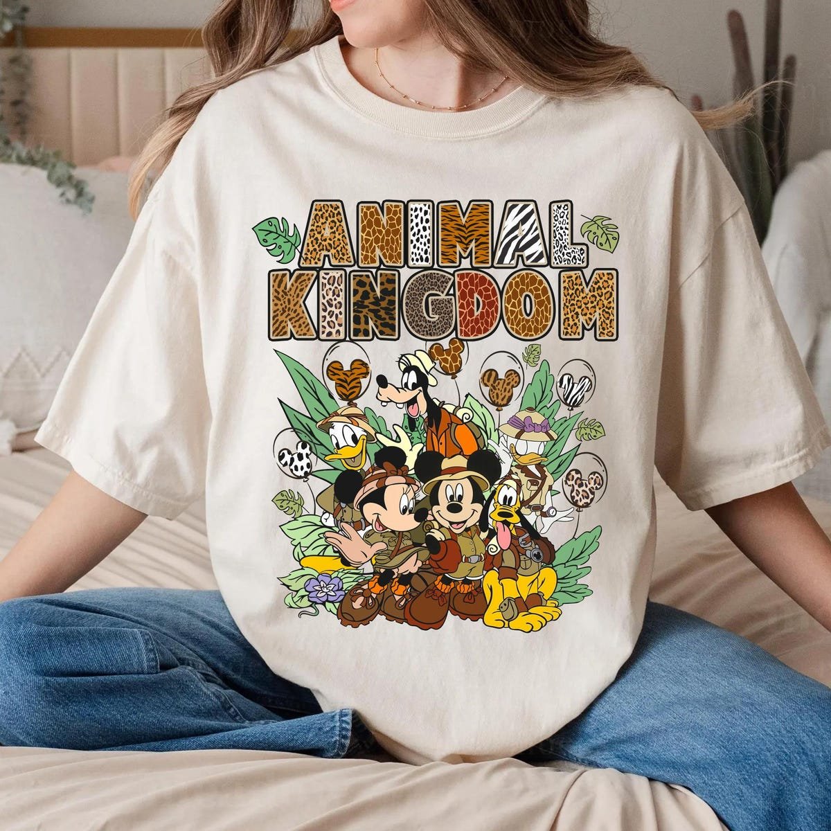Vintage Disney Animal Kingdom Shirt Mickey Mouse Friends Balloon Design