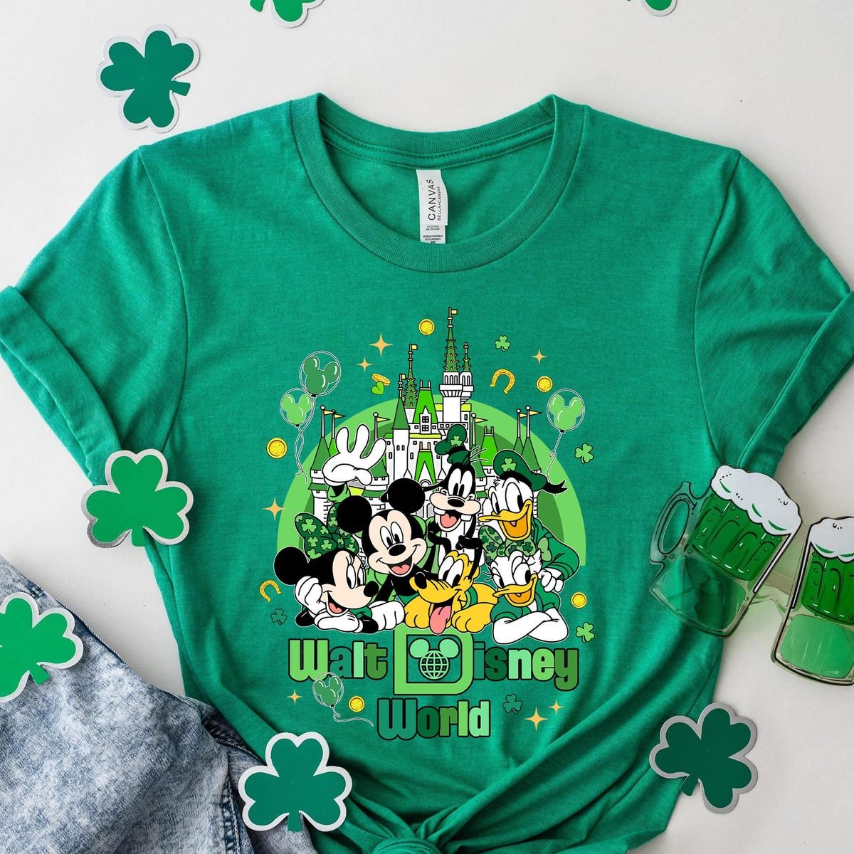 Vintage Disney World St Patricks Day Shirt 1971 Mickey and Friends Tee