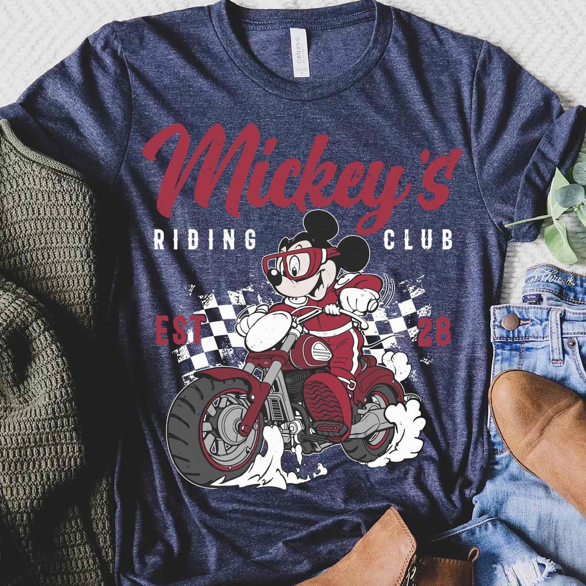 Vintage Mickey Mouse Motorcycle Shirt Disneyland Family Tee