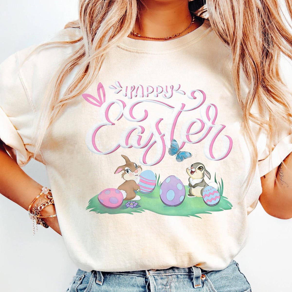 Vintage Thumper Miss Bunny Easter Shirt Disney Bambi Watercolor Tee