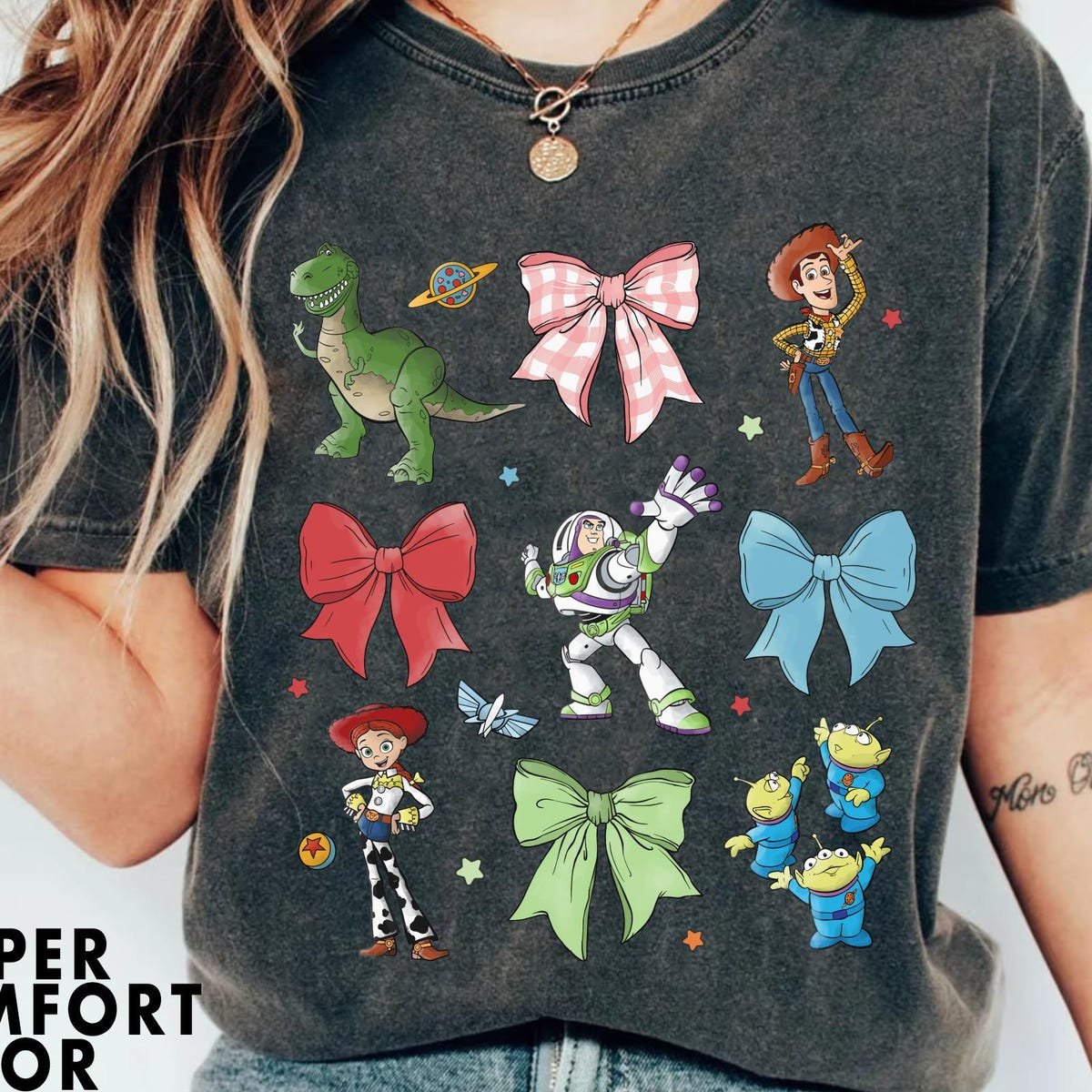 Watercolor Toy Story Bow Shirt Pixar T-shirt Disneyland Family Tee