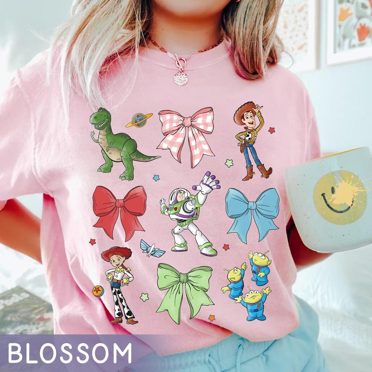 Watercolor Toy Story Bow Shirt Pixar T-shirt Disneyland Family Tee