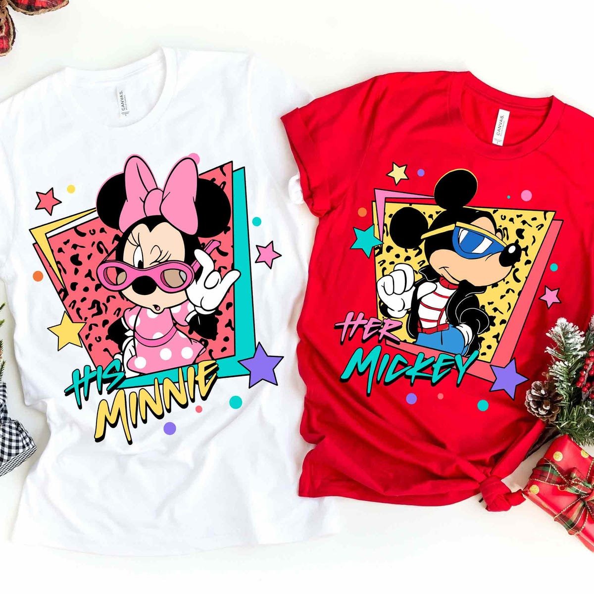 90s Disney Mickey Minnie Matching Couple T-Shirt Gift