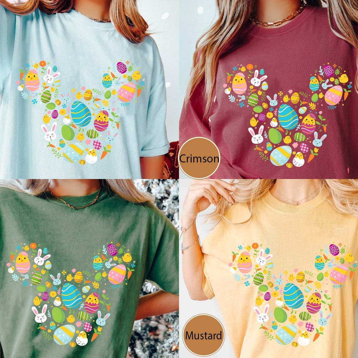 Disney Easter Mickey Mouse Ears Shirt Disneyland Trip Family Tee