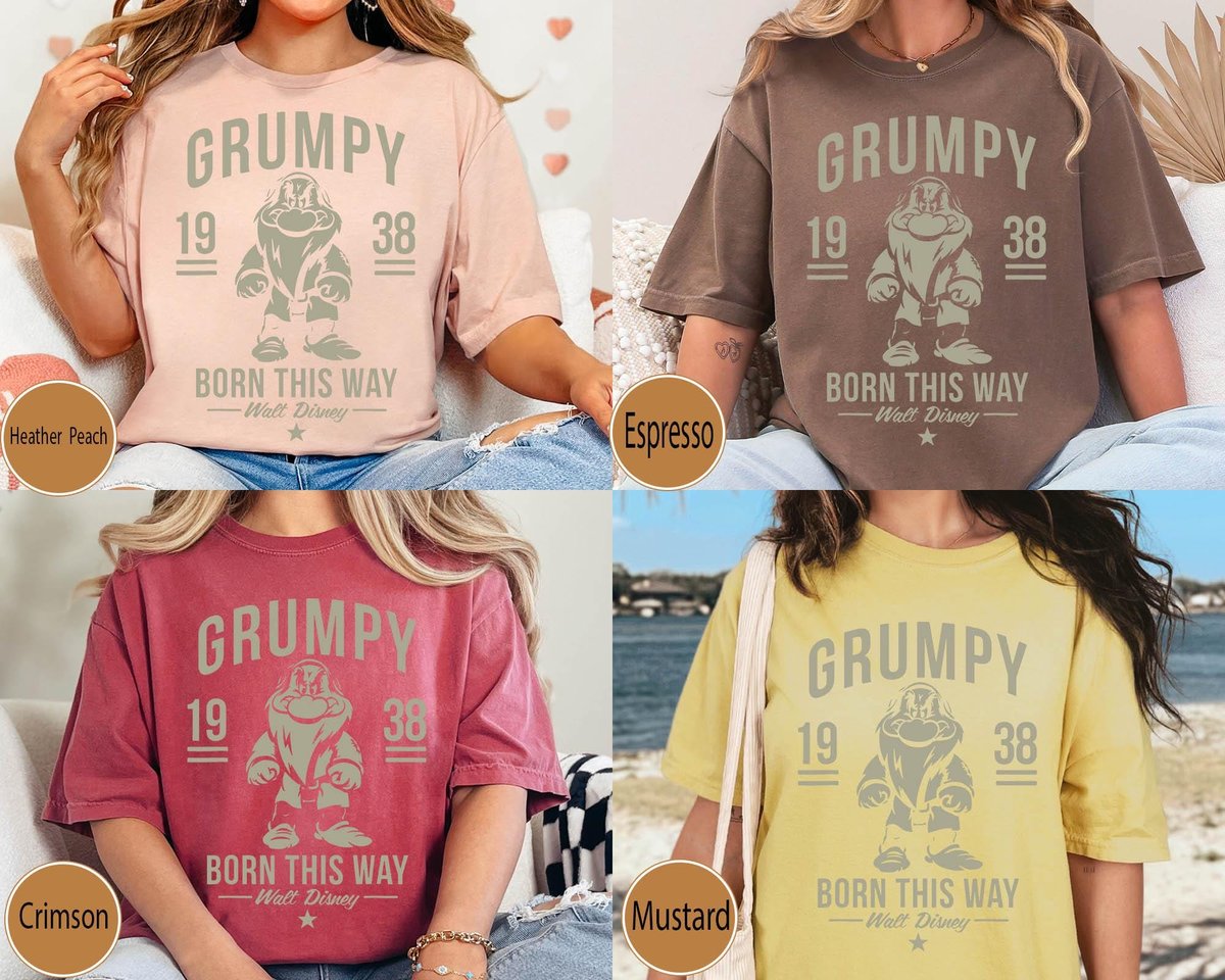 Disney Grumpy 1938 Shirt Snow White Seven Dwarfs T-shirt Birthday Gift