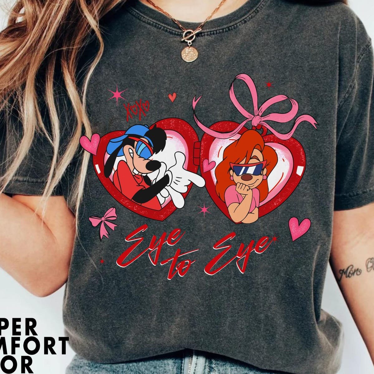 Disney Max Goof Roxanne Shirt Coquette Bow His and Hers Couple Gift