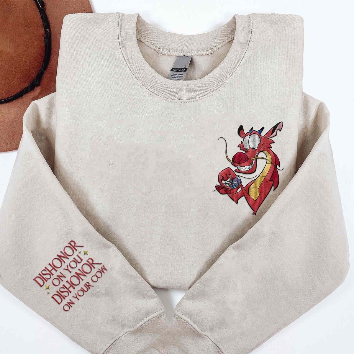 Embroidered Mushu Dragon Sweatshirt Mulan Disney Embroidery Shirt