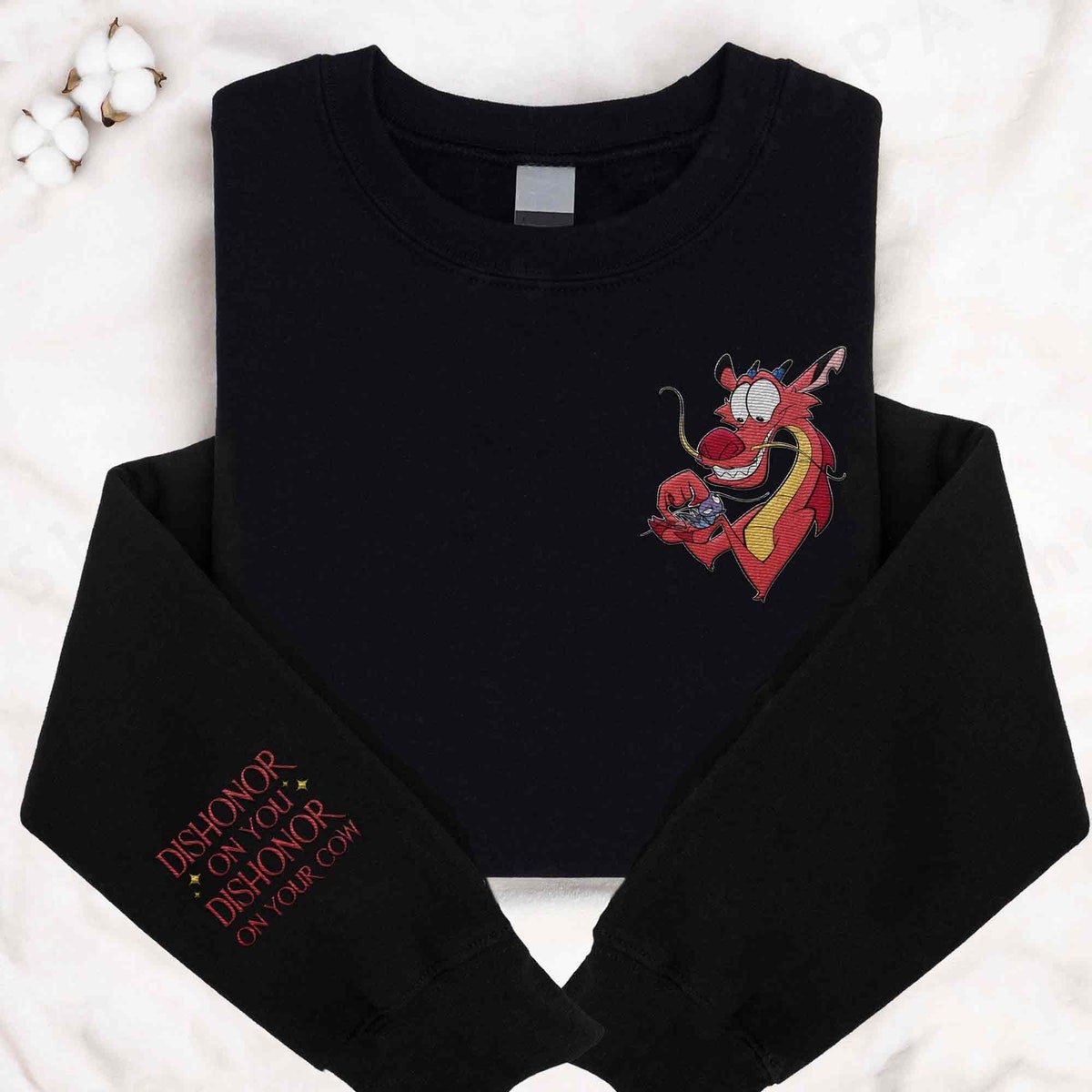 Embroidered Mushu Dragon Sweatshirt Mulan Disney Embroidery Shirt