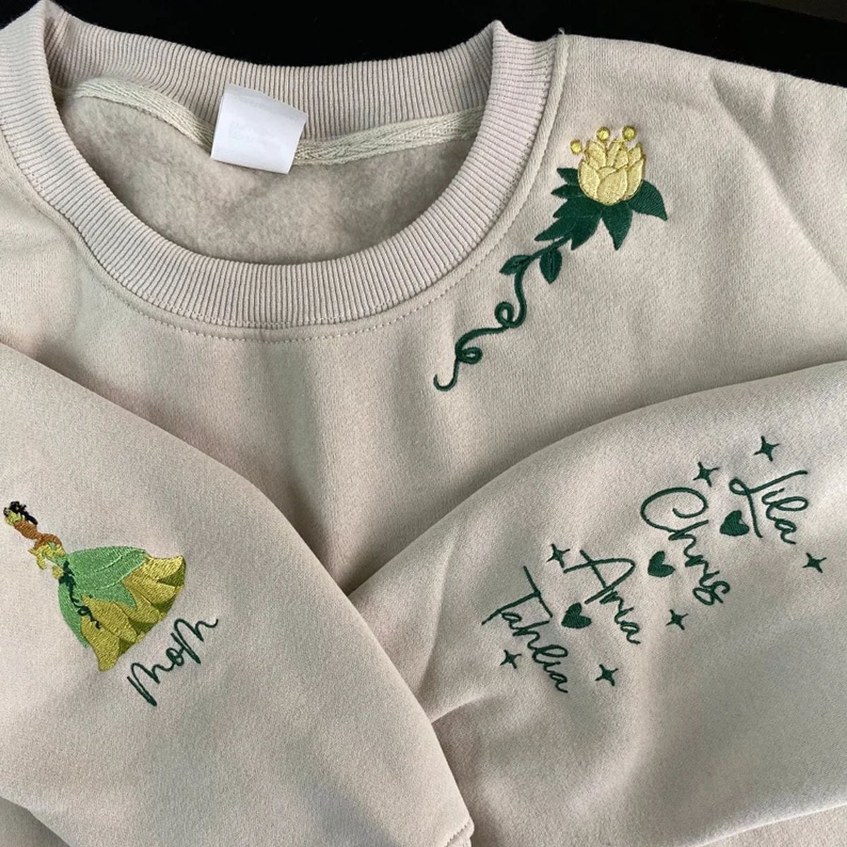 Embroidered Princess Tiana Mom Sweatshirt with Custom Name