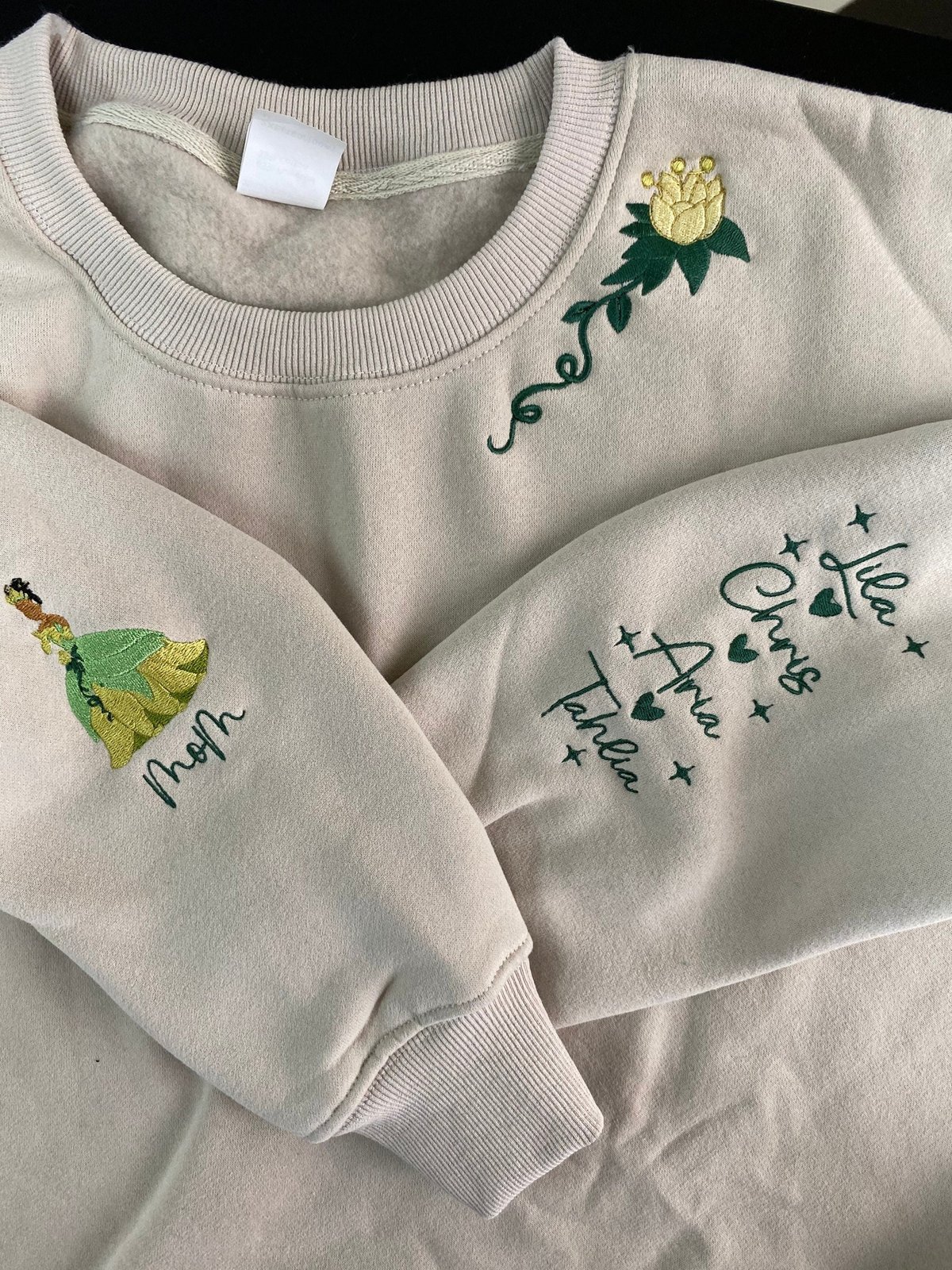 Embroidered Princess Tiana Mom Sweatshirt with Custom Name