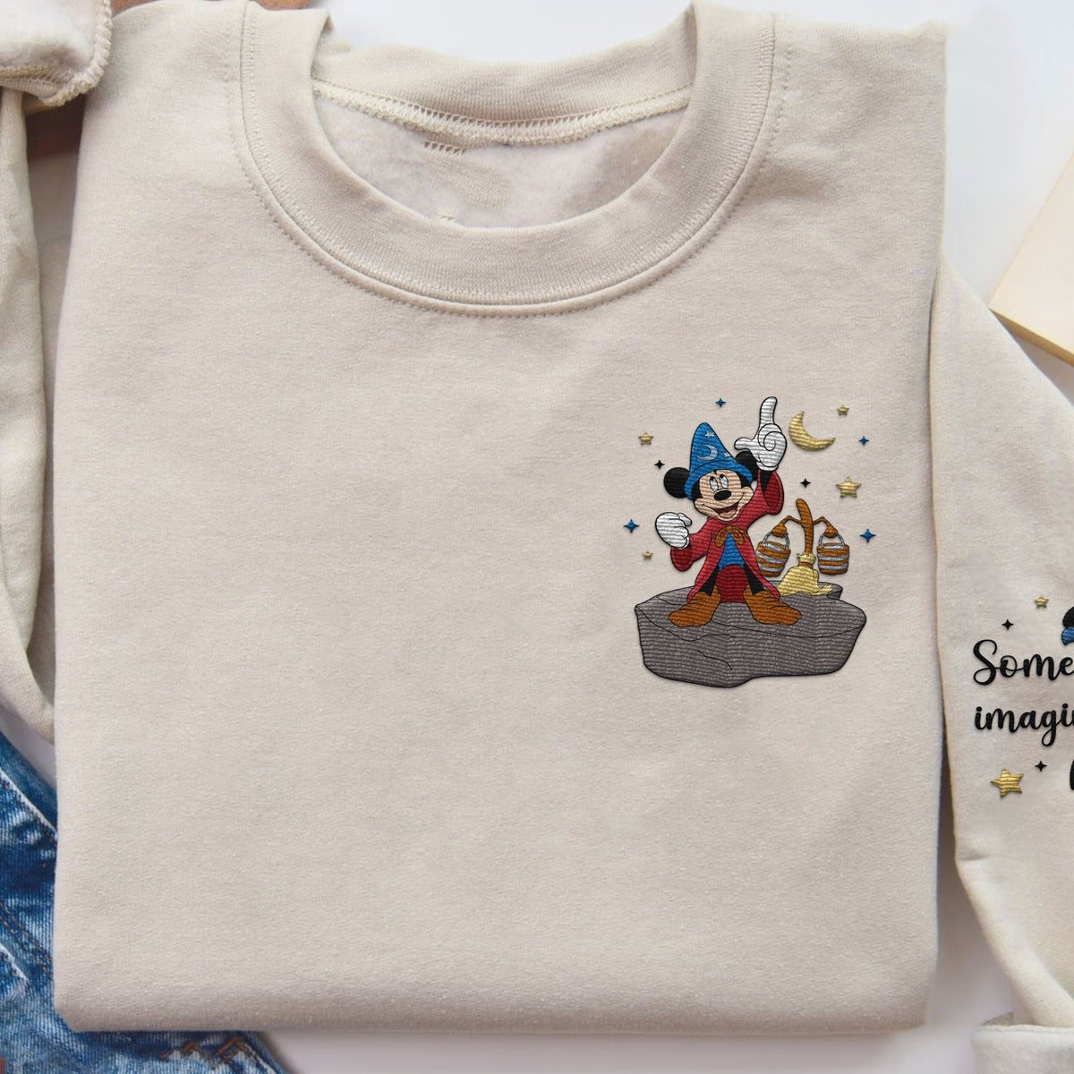 Embroidered Sorcerer Mickey Sweatshirt Disney Fantasmic Family Trip