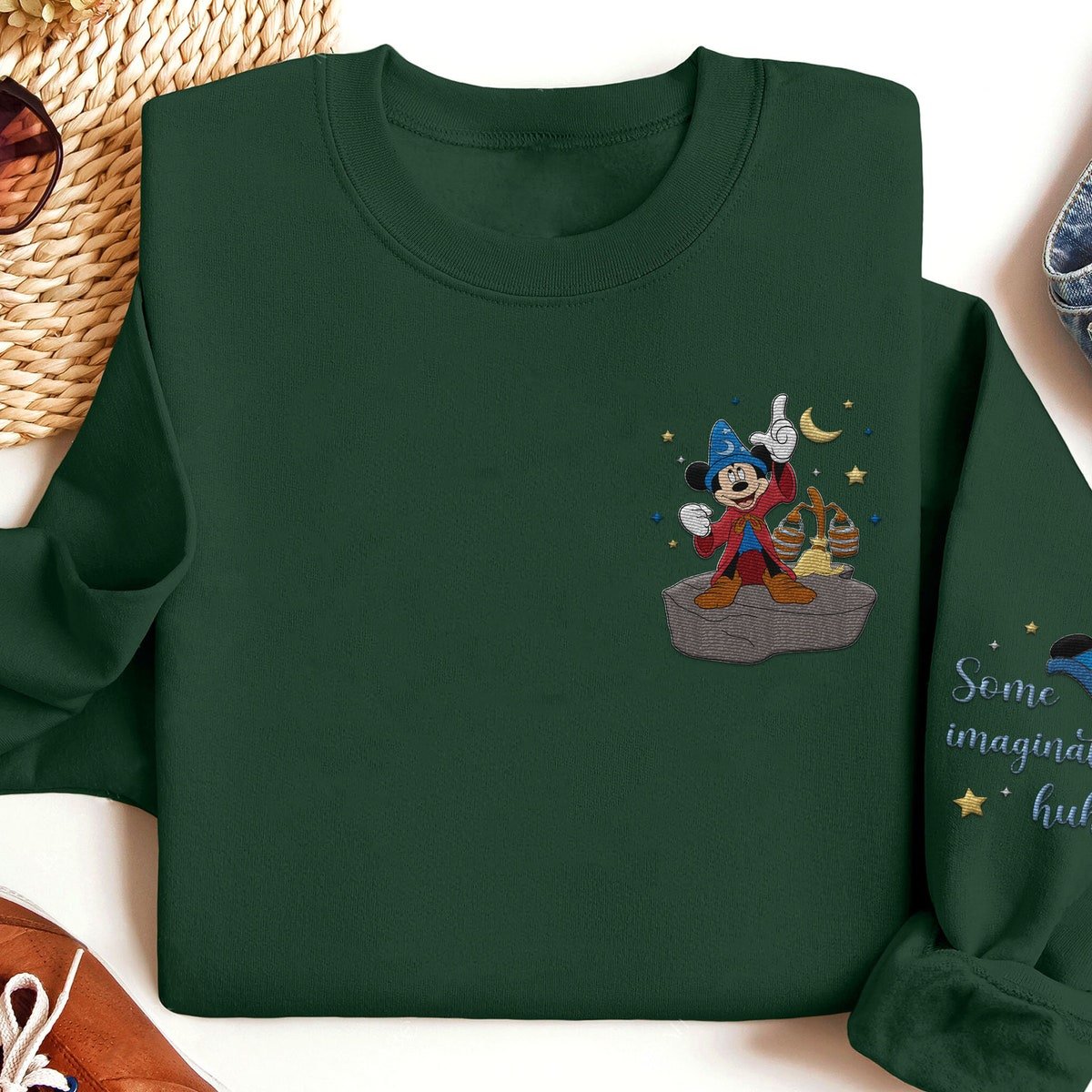 Embroidered Sorcerer Mickey Sweatshirt Disney Fantasmic Family Trip