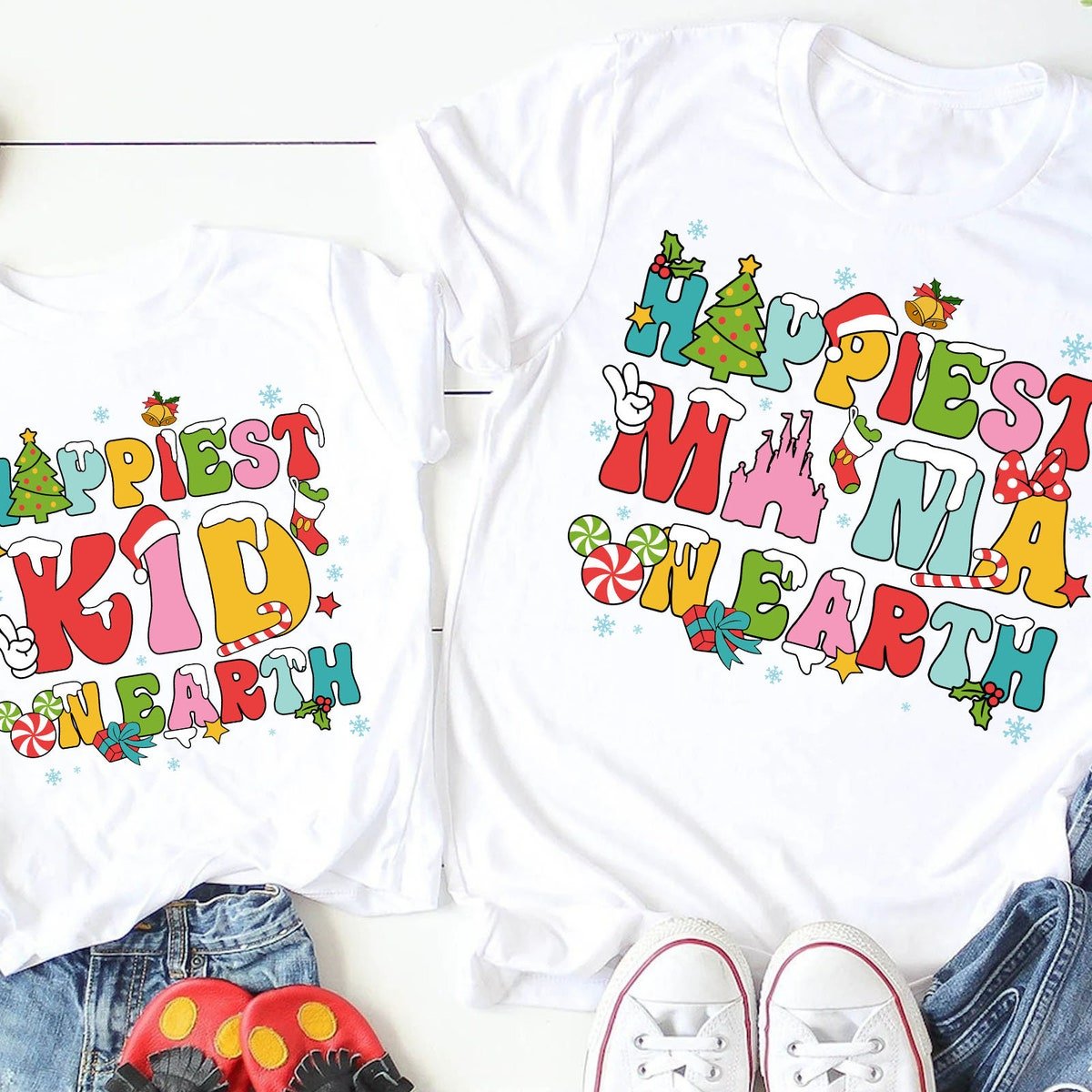 Happiest Mama Kid Disney Shirt Disneyland Christmas Matching T-shirt