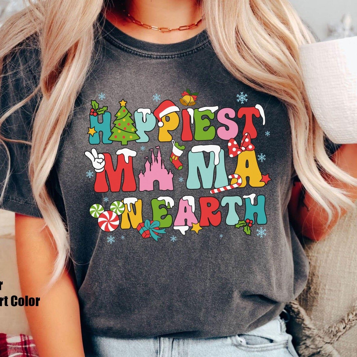 Happiest Mama Kid Disney Shirt Disneyland Christmas Matching T-shirt