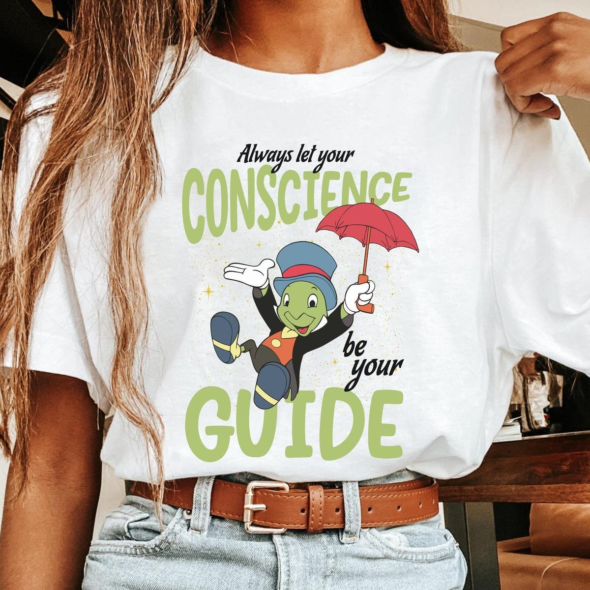Jiminy Cricket Disney T-shirt Conscience Guide Pinocchio Family Trip Shirt