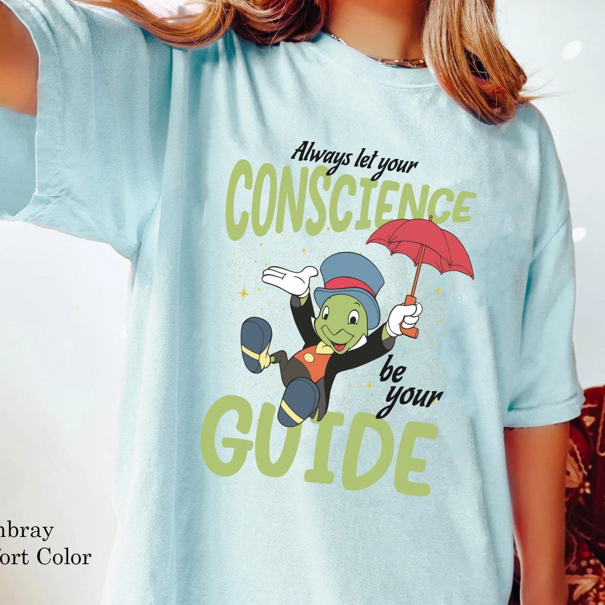 Jiminy Cricket Disney T-shirt Conscience Guide Pinocchio Family Trip Shirt