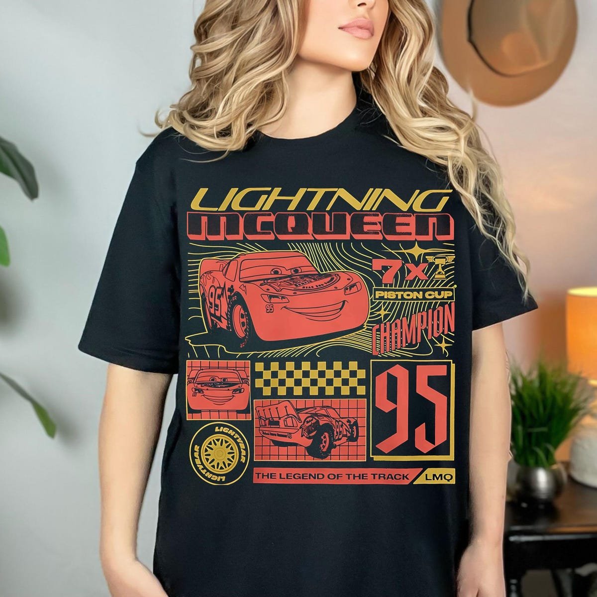 Lightning McQueen 95 Retro Disney Cars Shirt Piston Cup Birthday Gift